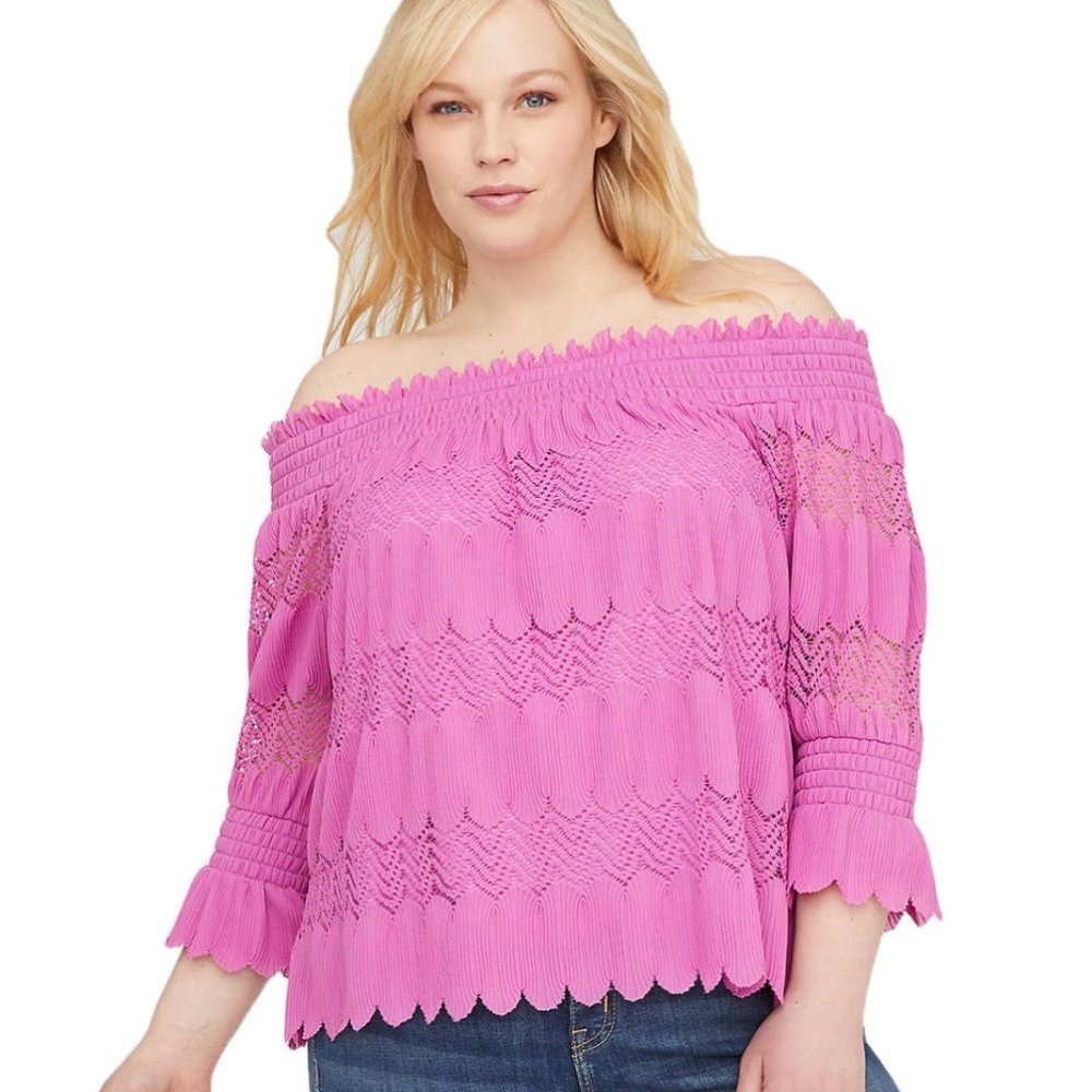 Lane Bryant Top Off The Shoulder Smocked NWT